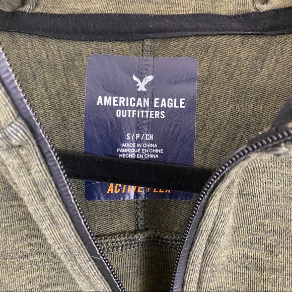 American Eagle Activeflex Olive Green Hoodie Sweatshirt - Picture 2 of 6